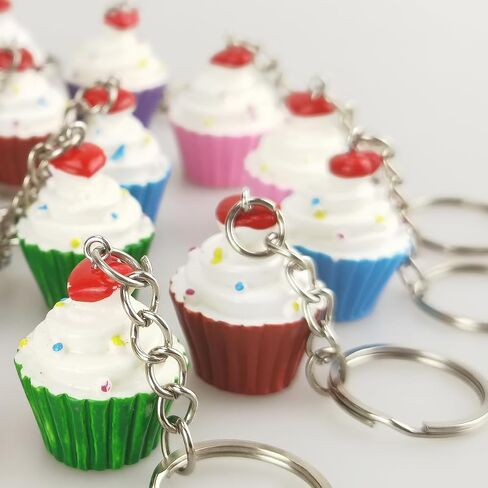 airgoesin 20pcs Keychain Key Ring Hang Cupcake Cake Shape Cute Shop Promo Gift Charms in Saudi Arabia
