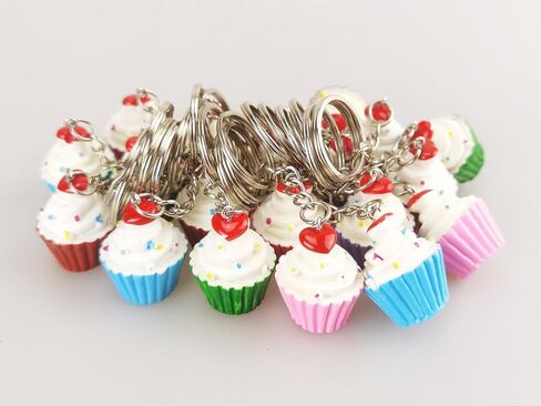 airgoesin 20pcs Keychain Key Ring Hang Cupcake Cake Shape Cute Shop Promo Gift Charms in Saudi Arabia