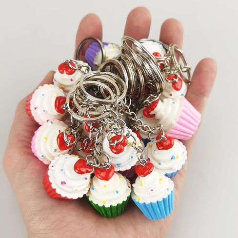 airgoesin 20pcs Keychain Key Ring Hang Cupcake Cake Shape Cute Shop Promo Gift Charms in Saudi Arabia