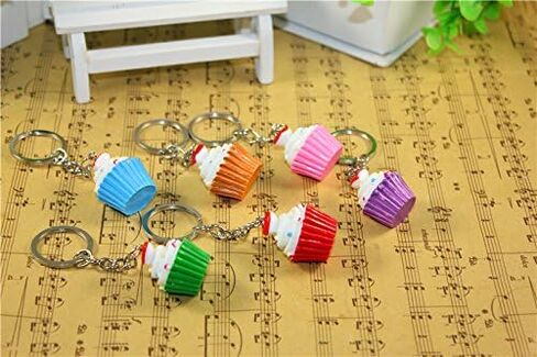airgoesin 20pcs Keychain Key Ring Hang Cupcake Cake Shape Cute Shop Promo Gift Charms in Saudi Arabia