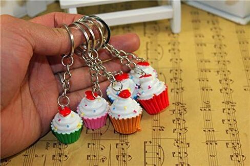 airgoesin 20pcs Keychain Key Ring Hang Cupcake Cake Shape Cute Shop Promo Gift Charms in Saudi Arabia