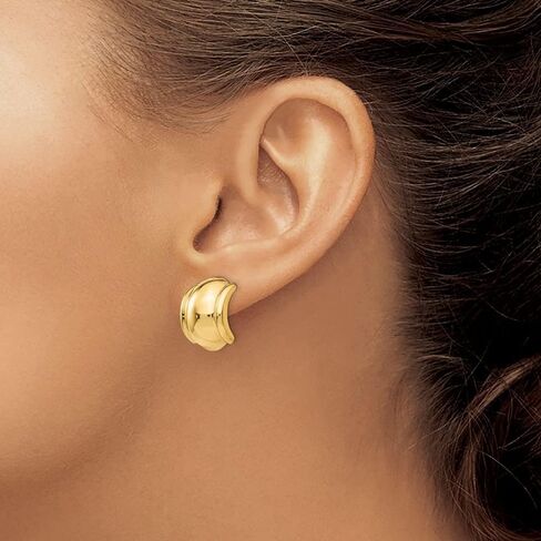 14K Gold Gold Omega Clip غير مقاطع أقراط غير محفوظة للنساء ، AFJ-QG-H873 in Saudi Arabia