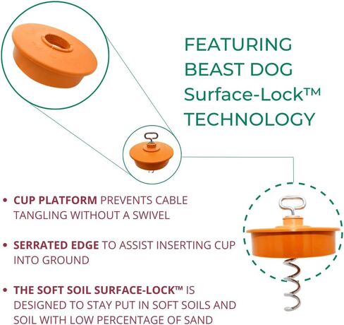 Heavy Duty Tie-Out Stake: Surface-Lock Technology for Pulling and Bending Prevention, 360-Degree Swivel Ring, Weather-Resistant Coating for Maximum Durability and Tangle-Free Design in Saudi Arabia