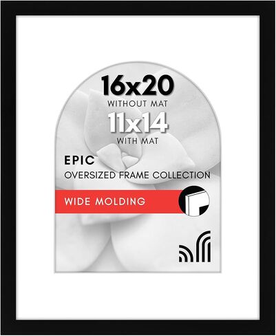 Americanflat 11x14 Picture Frame with Arch-Shaped Mat in Gold - Use as 16x20 Picture Frame Without Mat or 11x14 Frame with Mat - Engineered Wood Photo Frame with Polished Plexiglass Cover in Kuwait