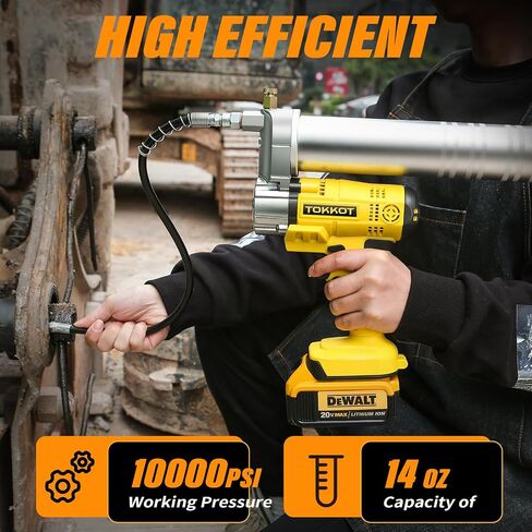 بندقية الشحوم الكهربائية لبطارية DE/WALT 20V MAX (بدون بطارية) مع مصباح LED مشرق ، و 12 "خرطوم مرن و 6 '' جامد ، وحالة حمل ، 10000 رطل/بوصة مرتفعة من الشحوم اللاسلكية in Kuwait