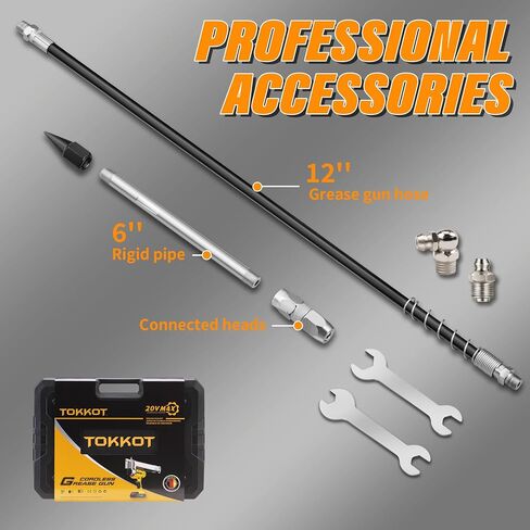بندقية الشحوم الكهربائية لبطارية DE/WALT 20V MAX (بدون بطارية) مع مصباح LED مشرق ، و 12 "خرطوم مرن و 6 '' جامد ، وحالة حمل ، 10000 رطل/بوصة مرتفعة من الشحوم اللاسلكية in Kuwait