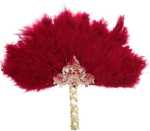 Artibetter Plume Wedding Bride Fan مع Decor Rhinestone Decor Fan Alegant Handheld for Bridal Showers Festivals and Plassies Wedding Accessor in Kuwait