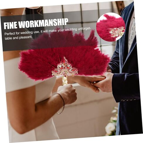 Artibetter Plume Wedding Bride Fan مع Decor Rhinestone Decor Fan Alegant Handheld for Bridal Showers Festivals and Plassies Wedding Accessor in Kuwait