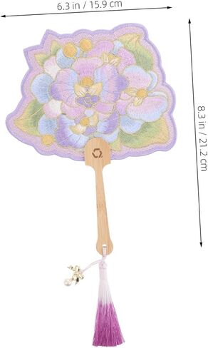 PRETYZOOM Butterfly Orchid Embroidered Dance Fan with Handle Elegant Floral Design for Cultural Events and Home Decoration in Saudi Arabia