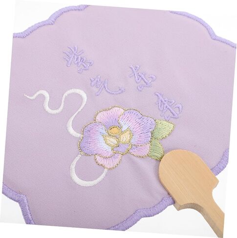 PRETYZOOM Butterfly Orchid Embroidered Dance Fan with Handle Elegant Floral Design for Cultural Events and Home Decoration in Saudi Arabia