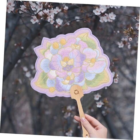 PRETYZOOM Butterfly Orchid Embroidered Dance Fan with Handle Elegant Floral Design for Cultural Events and Home Decoration in Saudi Arabia