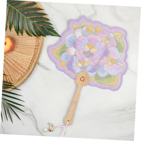 PRETYZOOM Butterfly Orchid Embroidered Dance Fan with Handle Elegant Floral Design for Cultural Events and Home Decoration in Saudi Arabia