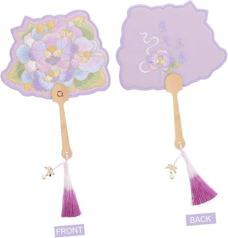 PRETYZOOM Butterfly Orchid Embroidered Dance Fan with Handle Elegant Floral Design for Cultural Events and Home Decoration in Saudi Arabia