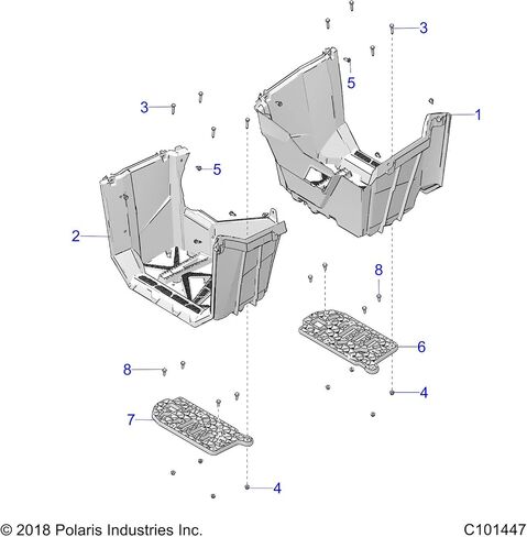 Polaris ATV Footwell ، يمين ، Black Black ، Part 5453859-070 ، Qty 1 in Kuwait