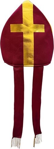 Nicky Bigs Novelties Adult Bishop Priest Pope Hat Costume Set Mitre Hat Gold Cross Crozier Staff Cane Necklace Accessories in Saudi Arabia