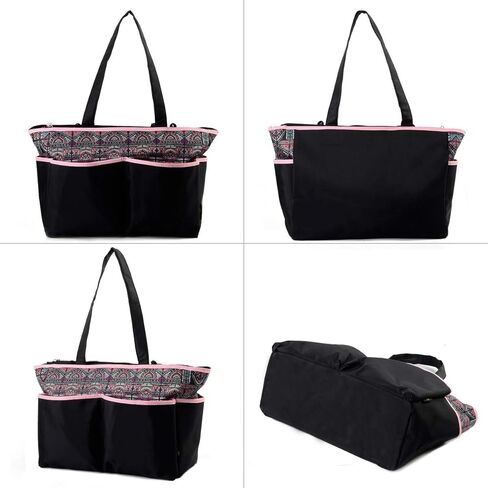 حقيبة حمل الحفاضات من KZNI - حقيبة حفاضات لحمل حفاضات الأطفال للأمهات للجنسين، منظم حقيبة الحفاضات ذات سعة كبيرة من القماش وحقيبة الشاطئ (وردي) in Kuwait