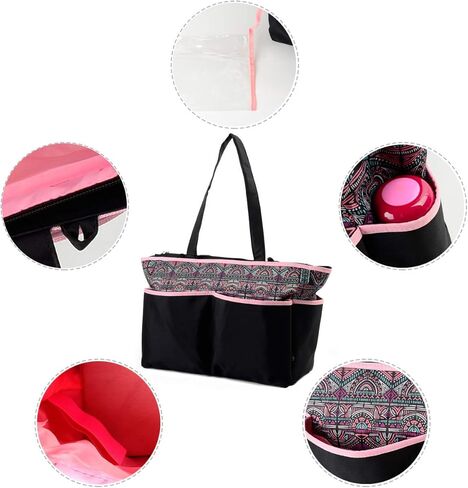 حقيبة حمل الحفاضات من KZNI - حقيبة حفاضات لحمل حفاضات الأطفال للأمهات للجنسين، منظم حقيبة الحفاضات ذات سعة كبيرة من القماش وحقيبة الشاطئ (وردي) in Kuwait