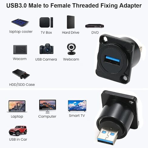 PENGLIN 2PCS USB 3.0 Male to Female Adapter, Waterproof USB Panel Mount Converter Connector, USB Plug to Socket Support Data Transfering and Charging in Kuwait