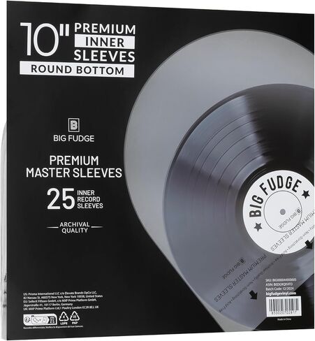 BIG FUDGE 20 Pack Vinyl Record Outer Sleeves 10" LP | Durable & Wrinkle-Free | Crystal Clear & Made from High-Density Polypropylene | 3 mm Thick | Fits Most Gatefolds and Double LPs in Kuwait