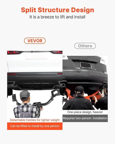 وصلة مقطورة VEVOR فئة 3، جهاز استقبال 2 بوصة، إطار أنبوب فولاذي Q455B، متوافق مع تويوتا هايلاندر 2020-2023، وصلة ربط متعددة الملاءمة لاستقبال حامل الكرة، حامل البضائع، رف الدراجة، وخطاف السحب، أسود in Kuwait
