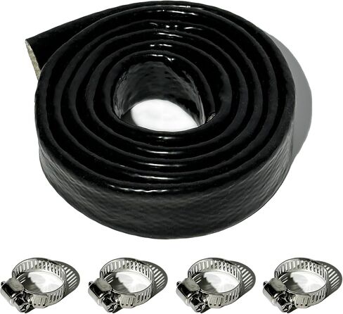 3/4" ID Heat Shielded Fire Sleeve Thermo Armor Silicone Coated Fiberglass Heat Protection w/ 4 Clamps for Automotive Hose Lines & Electrical Wiring - Black 5FT in Saudi Arabia