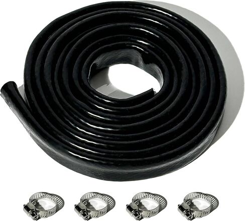 3/4" ID Heat Shielded Fire Sleeve Thermo Armor Silicone Coated Fiberglass Heat Protection w/ 4 Clamps for Automotive Hose Lines & Electrical Wiring - Black 5FT in Saudi Arabia