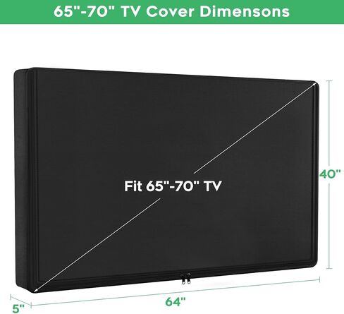 Outdoor Waterproof and Weatherproof TV Cover 65 Inch with Zipper, 65 Inch Outdoor Flat Panel TV Cover, Black Thick Fabric All Around Protector in Saudi Arabia