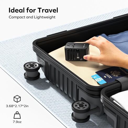 MOMAX Universal Travel Adapter, International Power Plug Adapter with 1 USB C (PD 70W), 2 USB A Ports, 1 USB C Cable (PD 70W), All-in-One Worldwide Wall Charger for USA European UK AUS (Type C/G/A/I) in Saudi Arabia