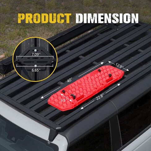 BUNKER INDUST Gen 7th Traction Boards with Mounting Kit (Red) + 4 PCS Tire Air Down Valve(10-30 PSI) / 1 PCS Multifunctional LED Light Features Safety Whistle and Bottle Opener/Carrying Case in Saudi Arabia