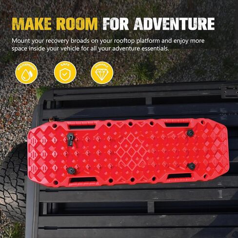 BUNKER INDUST Gen 7th Traction Boards with Mounting Kit (Red) + 4 PCS Tire Air Down Valve(10-30 PSI) / 1 PCS Multifunctional LED Light Features Safety Whistle and Bottle Opener/Carrying Case in Saudi Arabia