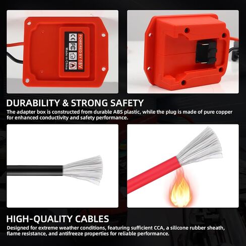 كابلات قفزة مع محول لبطاريات Milwaukee 20V ، 4.9 قدم 8AWG كابلات الداعم الثقيلة للسيارة ، سيارات الدفع الرباعي ، بدء القفز على الشاحنات الخفيفة ، طقم بطارية محمولة (8 AWG ، 4.9 قدم) in Saudi Arabia