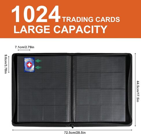 GEAoffice Premium 1000+ Card Binder Large, 16 Side-loading Pockets Zip Binder, Ringless Trading Card Album Folder for Board, Sports, ATC or Collectible Game Card, Gift (Blue) in Saudi Arabia