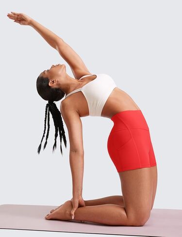 شورت CRZ YOGA للسيدات Butterluxe Biker مع جيوب 3 بوصات - شورت يوجا رياضي عالي الخصر للكرة الطائرة، أرجواني داكن كبير in Saudi Arabia