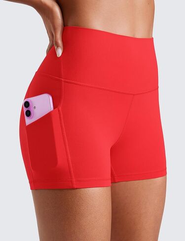 شورت CRZ YOGA للسيدات Butterluxe Biker مع جيوب 3 بوصات - شورت يوجا رياضي عالي الخصر للكرة الطائرة، أرجواني داكن كبير in Saudi Arabia