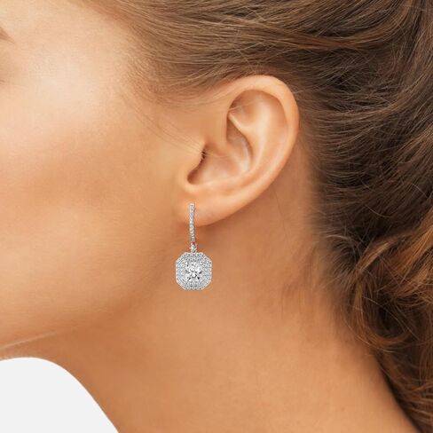 Diamond Dangle Earrings | 1 Carat - 10 Carat IGI Certified Lab Grown Diamond | 14K Or 18K in White, Yellow Or Rose Gold | Lyra Halo Lab Diamond Dangle Earrings | Prong Settings | FG-VS1-VS2 Quality | Friendly Diamonds in Saudi Arabia