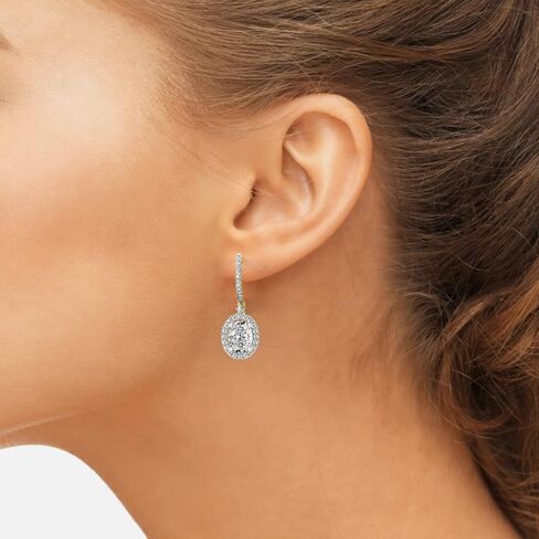 Diamond Dangle Earrings | 1 Carat - 10 Carat IGI Certified Lab Grown Diamond | 14K Or 18K in White, Yellow Or Rose Gold | Lyra Halo Lab Diamond Dangle Earrings | Prong Settings | FG-VS1-VS2 Quality | Friendly Diamonds in Saudi Arabia
