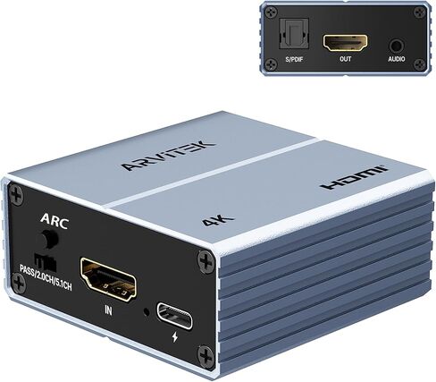 4K HDMI Audio Extractor, HDMI to HDMI & Audio Converter S/PDIF + 3.5mm Audio Output Adapter w/USB C Charging Cable in Kuwait