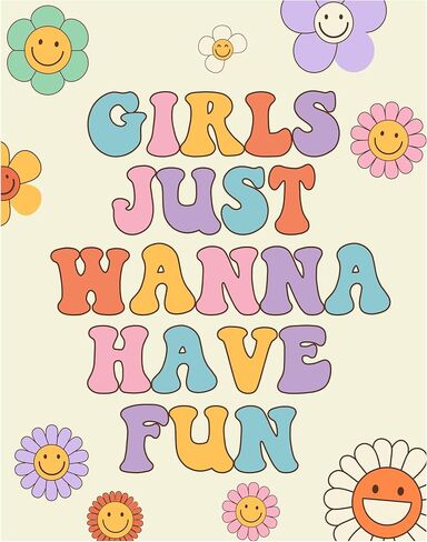 Groovy Fun Wall Decor for Girls - 70s Wall Decor - Funky Teen Girl Room Decor - Smiley Face Decor - Cute Bedroom Wall Art - Trendy Aesthetic Room Decor - Retro Wall Decor - Funky Hippie Room Decor in Saudi Arabia