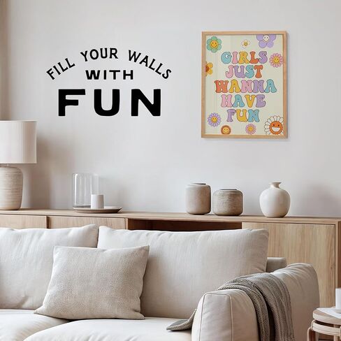 Groovy Fun Wall Decor for Girls - 70s Wall Decor - Funky Teen Girl Room Decor - Smiley Face Decor - Cute Bedroom Wall Art - Trendy Aesthetic Room Decor - Retro Wall Decor - Funky Hippie Room Decor in Saudi Arabia