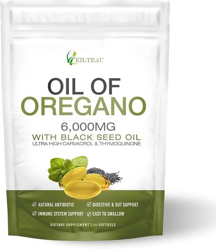 Oil of Oregano with Black Seed Oil,6000mg Oregano Oil Capsules,Non-GMO,Gluten Free,Antioxidant & Immune Support (1) in Saudi Arabia