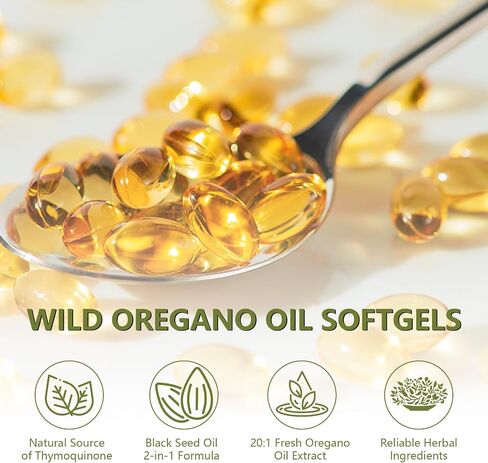 Oil of Oregano with Black Seed Oil,6000mg Oregano Oil Capsules,Non-GMO,Gluten Free,Antioxidant & Immune Support (1) in Saudi Arabia