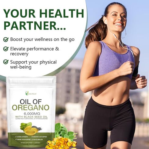 Oil of Oregano with Black Seed Oil,6000mg Oregano Oil Capsules,Non-GMO,Gluten Free,Antioxidant & Immune Support (1) in Saudi Arabia
