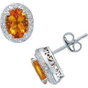 925 Sterling Silver Citrine 2-1/4 CT ، أقراط مسمار الماس in Kuwait