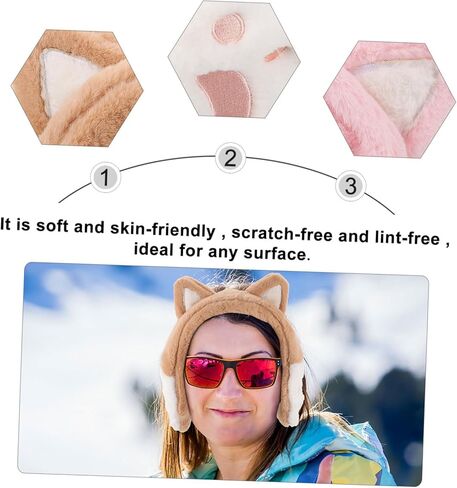 2Pcs Creative Cat Ear Plush Earmuffs Warm Adorable Ear Covers for Cozy Winter Ear Protection Soft Comfortable Plush Material Durable Design for Cold Weather in Saudi Arabia