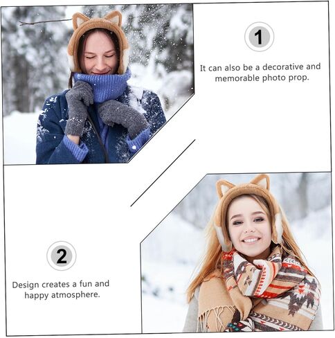 2Pcs Creative Cat Ear Plush Earmuffs Warm Adorable Ear Covers for Cozy Winter Ear Protection Soft Comfortable Plush Material Durable Design for Cold Weather in Saudi Arabia