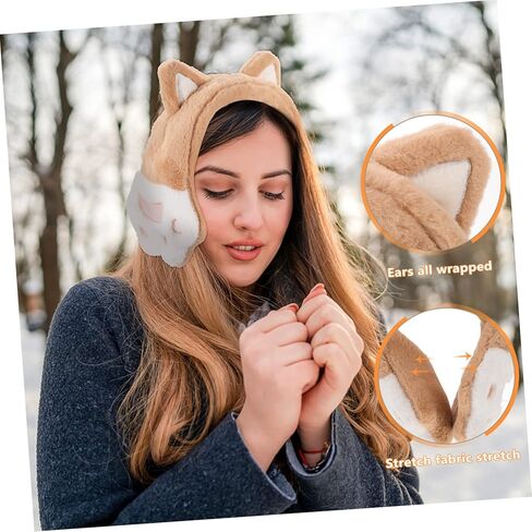 2Pcs Creative Cat Ear Plush Earmuffs Warm Adorable Ear Covers for Cozy Winter Ear Protection Soft Comfortable Plush Material Durable Design for Cold Weather in Saudi Arabia