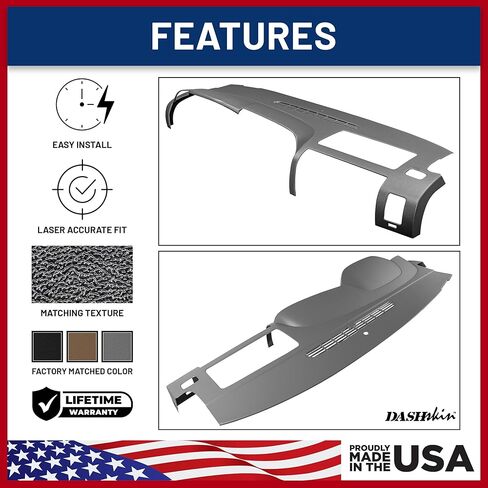 CAPSSKIN ONE PIES ONE مقولبة غطاء غطاء داش متوافق مع 2007-2013 Silverado Sierra W Dual Glovebox Dashboards في Ebony Black - مصنوعة في الولايات المتحدة الأمريكية in Kuwait