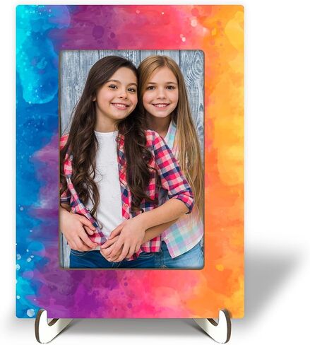 Wooden Picture Frame with Stand, Sunflower Tabletop Picture Frame, Home Decor Desk Girls Women Family Friends Gift, 4x6 Inches Photo Horizontal Vertical Display -01 in Saudi Arabia