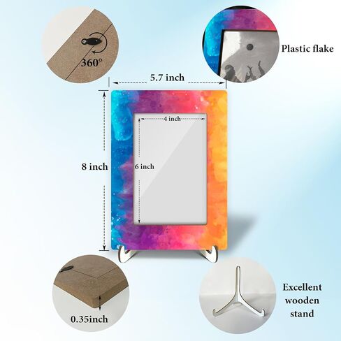 Wooden Picture Frame with Stand, Sunflower Tabletop Picture Frame, Home Decor Desk Girls Women Family Friends Gift, 4x6 Inches Photo Horizontal Vertical Display -01 in Saudi Arabia