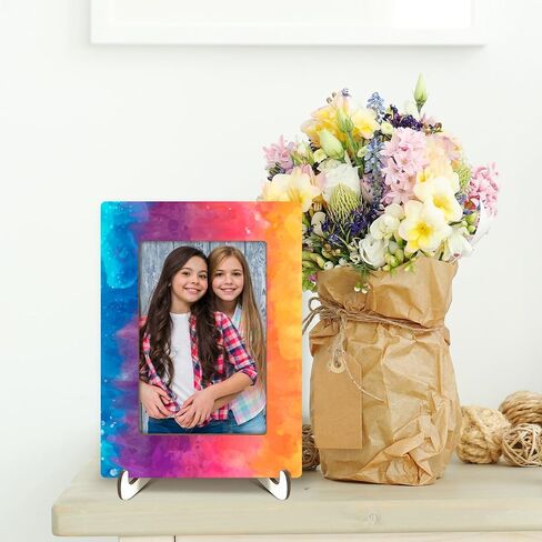 Wooden Picture Frame with Stand, Sunflower Tabletop Picture Frame, Home Decor Desk Girls Women Family Friends Gift, 4x6 Inches Photo Horizontal Vertical Display -01 in Saudi Arabia